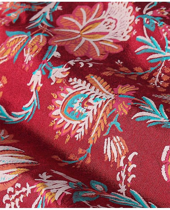 Babyhug 100% Cotton Woven Full Sleeves Kurta & Pyjama Set Floral Print - Red