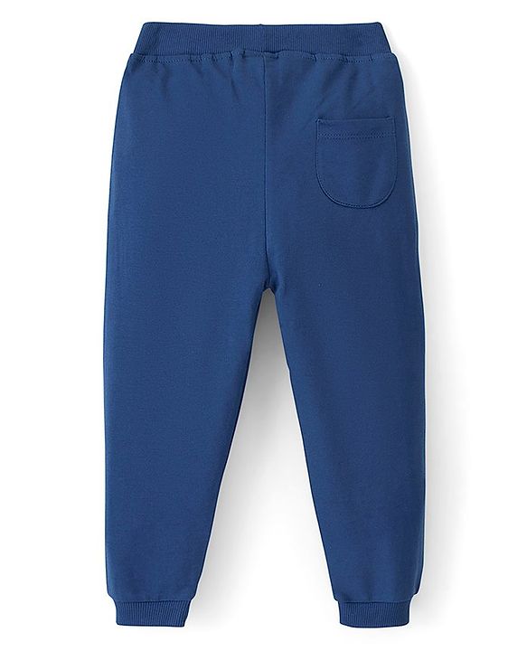 Babyhug Cotton Looper Knit Full Length Lounge Pant Text Printed - Blue