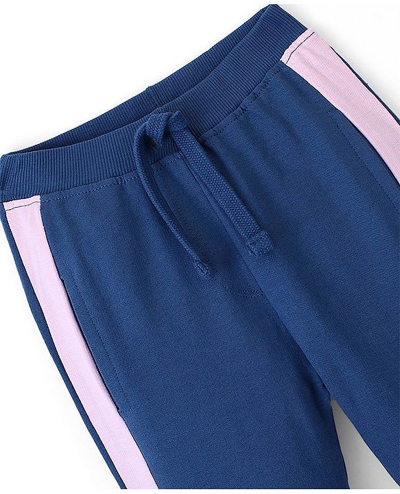 Babyhug Cotton Looper Knit Full Length Lounge Pant Text Printed - Blue