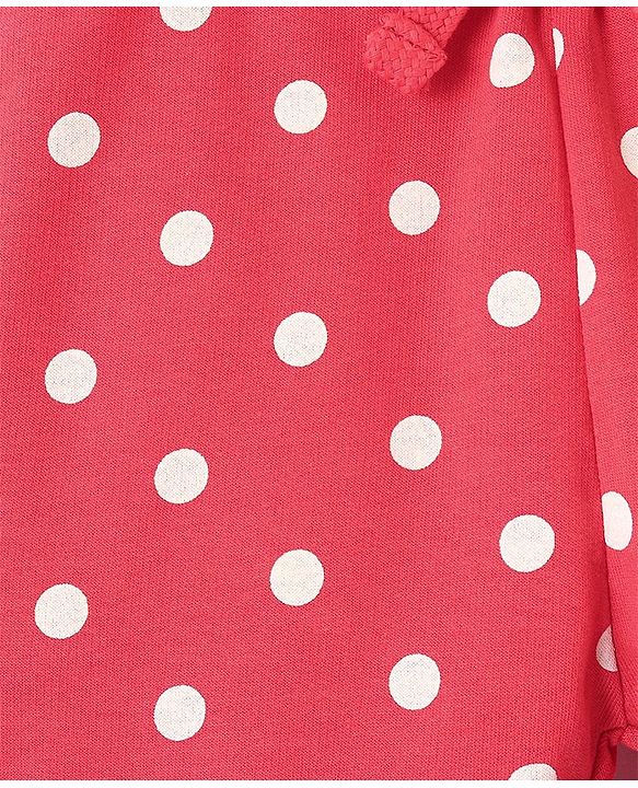 Babyhug Cotton Looper Full Length Lounge Pant Polka Dots - Red