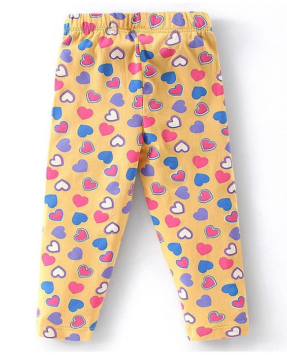 Babyhug Cotton Lycra Full Length  Leggings Hearts & Polka Dots Printed Pack of 3 - Blue & Pink
