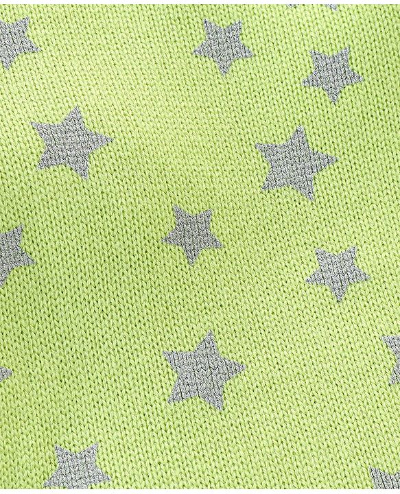 Babyhug Knit Full Sleeves Sweater With Star Print - Green