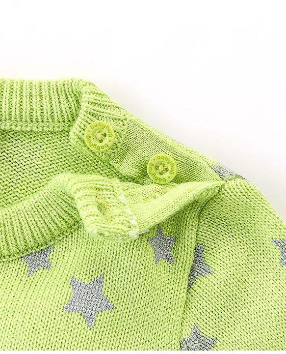 Babyhug Knit Full Sleeves Sweater With Star Print - Green