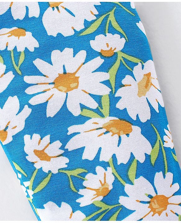 Babyhug Cotton Lycra Full Length Stretchable Leggings Floral & Dot Print Pack of 3- Yellow Pink & Blue