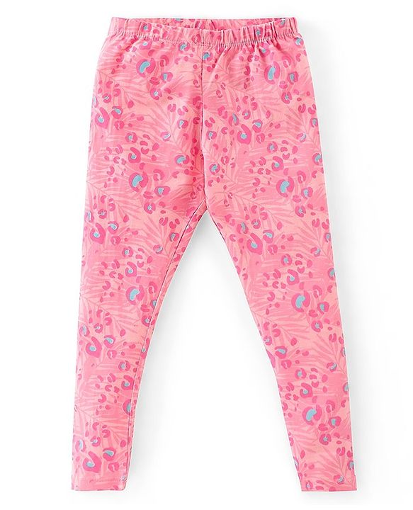 Babyhug Cotton Lycra Full Length Leggings Stripes & Dot Print Pack of 3- Pink & Blue