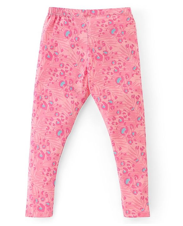 Babyhug Cotton Lycra Full Length Leggings Stripes & Dot Print Pack of 3- Pink & Blue
