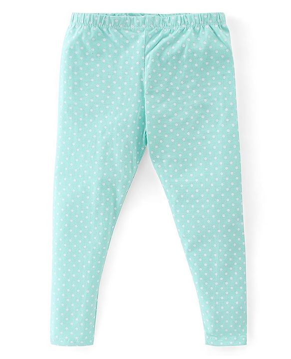 Babyhug Cotton Lycra Full Length Leggings Stripes & Dot Print Pack of 3- Pink & Blue