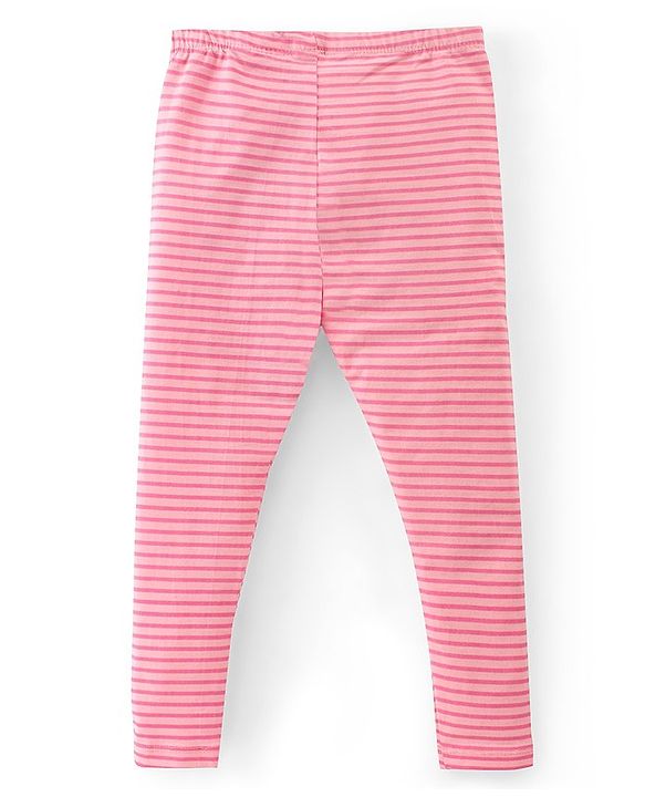 Babyhug Cotton Lycra Full Length Leggings Stripes & Dot Print Pack of 3- Pink & Blue