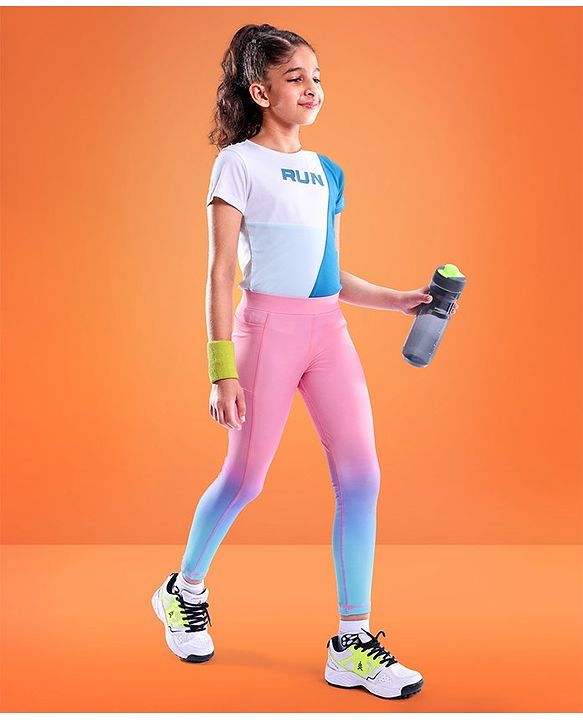 Pine Active Full Length Super Stretch Leggings - Blue & Pink