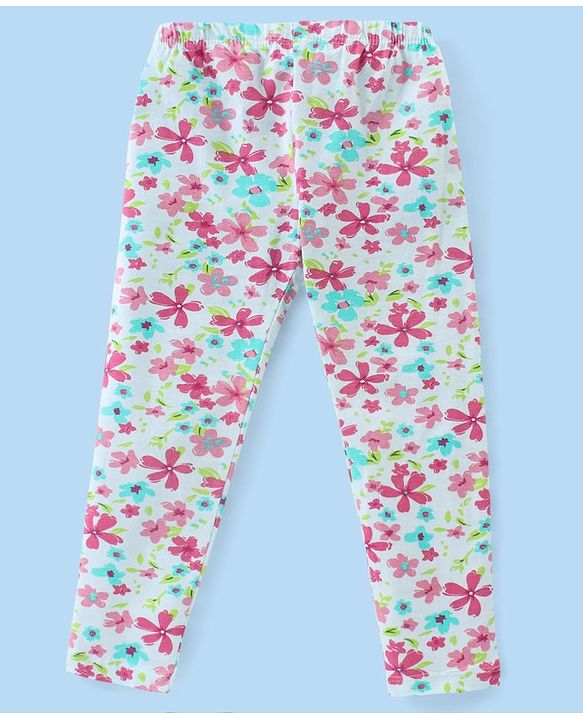 Babyhug Cotton Lycra Full Length Polka Dots & Floral Printed Leggings Pack of 3 - Multicolour