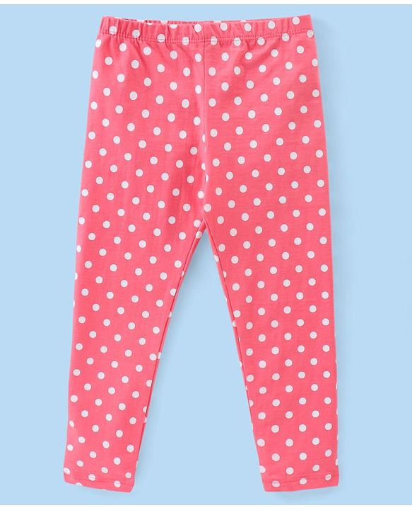 Babyhug Cotton Lycra Full Length Polka Dots & Floral Printed Leggings Pack of 3 - Multicolour