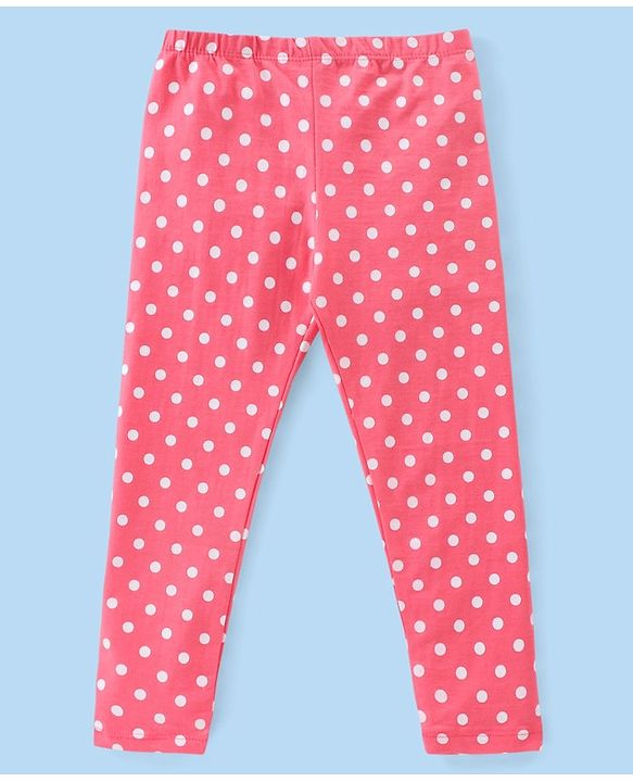 Babyhug Cotton Lycra Full Length Polka Dots & Floral Printed Leggings Pack of 3 - Multicolour