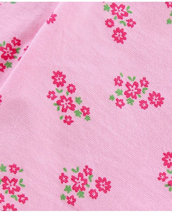 Babyhug Cotton Lycra Knit Full Length Stretchable Leggings Polka Dot & Floral Print Pack of 3 - Peach Pink & Green