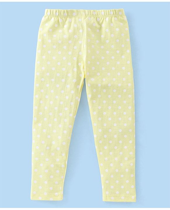 Babyhug Cotton Lycra Full Length Leggings Floral Print Pack of 3 - Pink Yellow & Blue