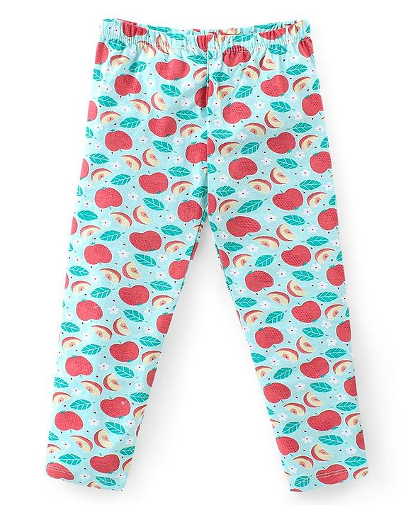 Babyhug Cotton Lycra Full Length Solid & Floral Printed Leggings Pack of 3 - Multicolour