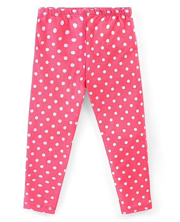 Babyhug Cotton Lycra Full Length Polka Dots & Solid Leggings Pack of 3 - Multicolour