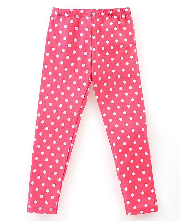 Babyhug Cotton Lycra Full Length Polka Dots & Solid Leggings Pack of 3 - Multicolour