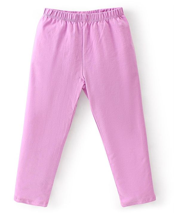 Babyhug Cotton Lycra Full Length Leggings Hearts Printed Pack of 3 - Pink Blue & Lilac