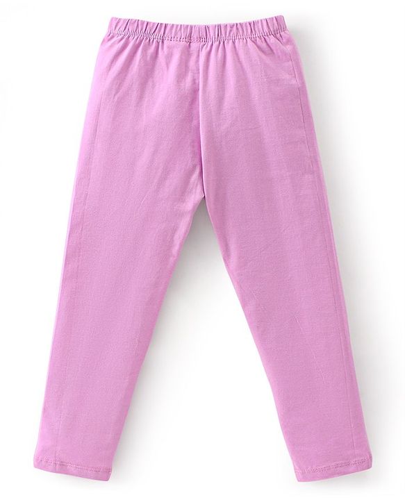 Babyhug Cotton Lycra Full Length Leggings Hearts Printed Pack of 3 - Pink Blue & Lilac