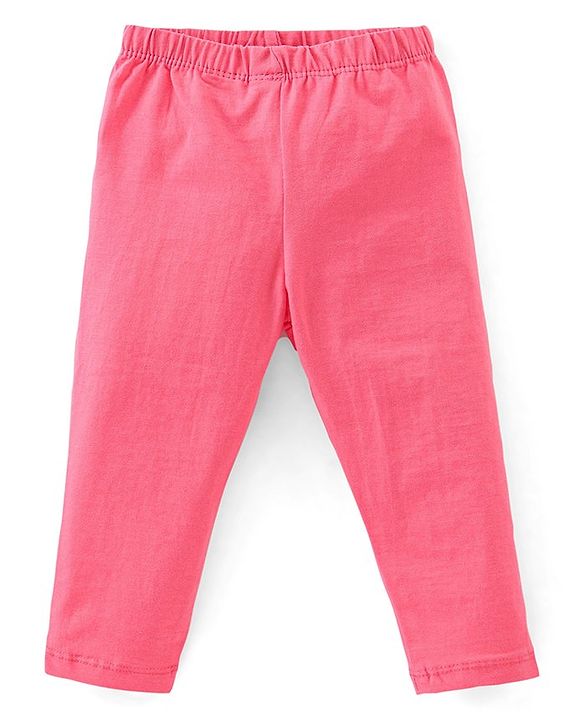 Babyhug Cotton Lycra Knit Full Length Leggings Floral & Fruity Print Pack of 5 - Pink Blue & Peach