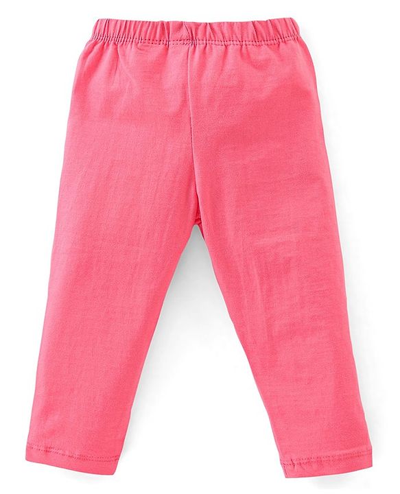 Babyhug Cotton Lycra Knit Full Length Leggings Floral & Fruity Print Pack of 5 - Pink Blue & Peach