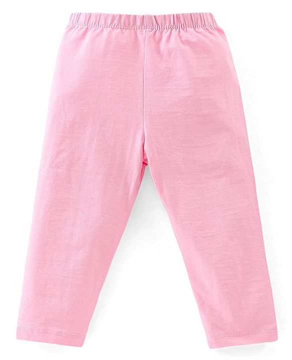 Babyhug Cotton Lycra Knit Full Length Leggings Floral & Fruity Print Pack of 5 - Pink Blue & Peach