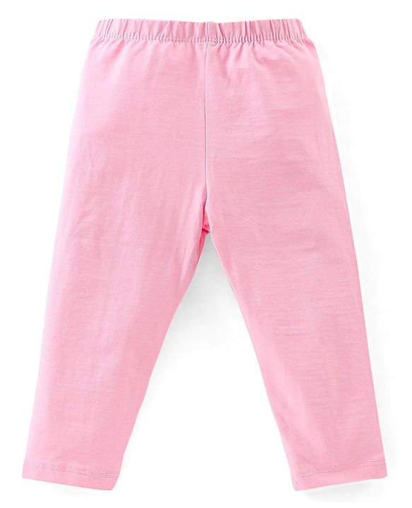Babyhug Cotton Lycra Knit Full Length Leggings Floral & Fruity Print Pack of 5 - Pink Blue & Peach