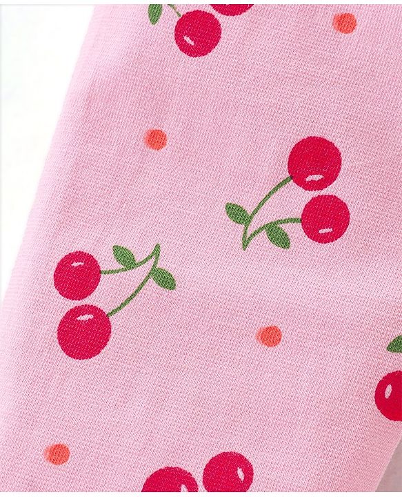 Babyhug Cotton Lycra Knit Full Length Leggings Floral & Fruity Print Pack of 5 - Pink Blue & Peach