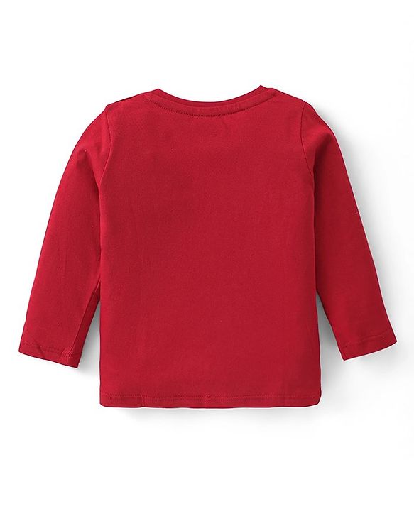 Babyhug Cotton Knit Full Sleeves Animals Printed T-Shirt - Red