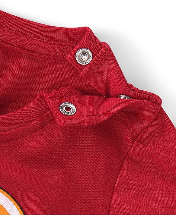 Babyhug Cotton Knit Full Sleeves Animals Printed T-Shirt - Red
