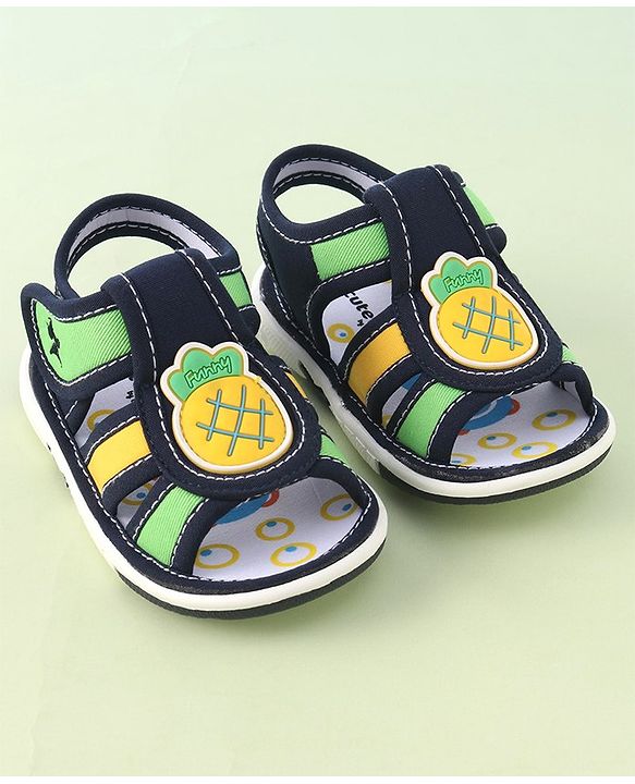 Cute Walk by Babyhug Musical Sandals With Velcro Closure Pineapple Patch- Blue