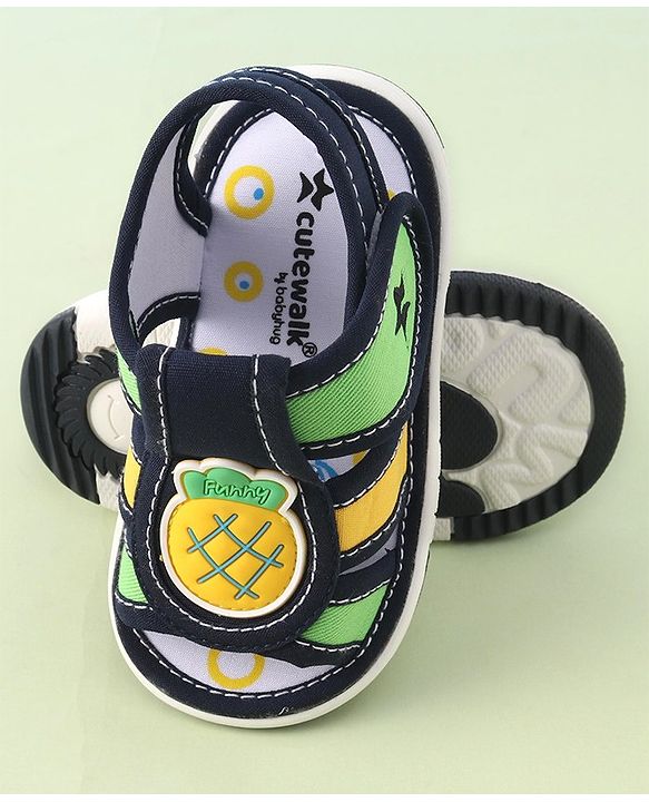 Cute Walk by Babyhug Musical Sandals With Velcro Closure Pineapple Patch- Blue