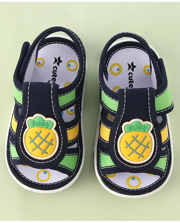 Cute Walk by Babyhug Musical Sandals With Velcro Closure Pineapple Patch- Blue