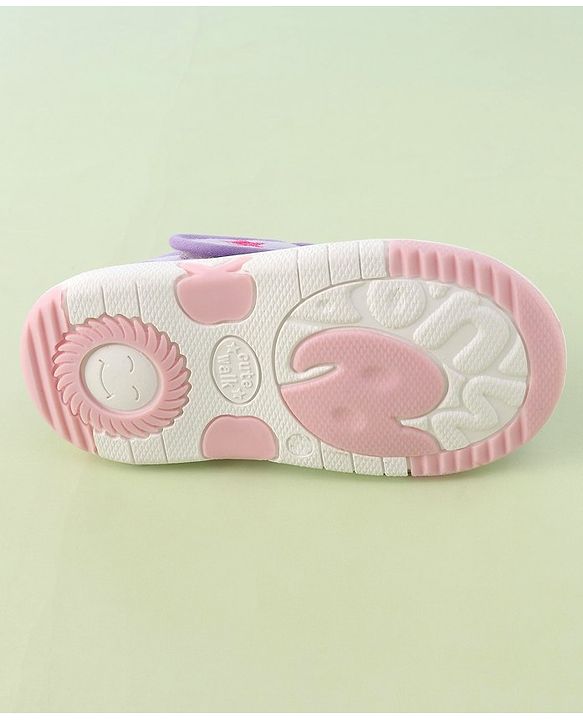 Cute Walk by Babyhug Velcro Closure Musical Sandals with Strawberry Applique - Purple