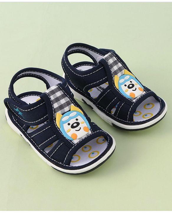 Cute Walk by Babyhug Musical Velcro Closure Sandals Puppy Applique - Blue