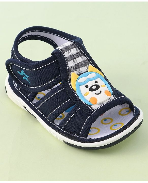 Cute Walk by Babyhug Musical Velcro Closure Sandals Puppy Applique - Blue