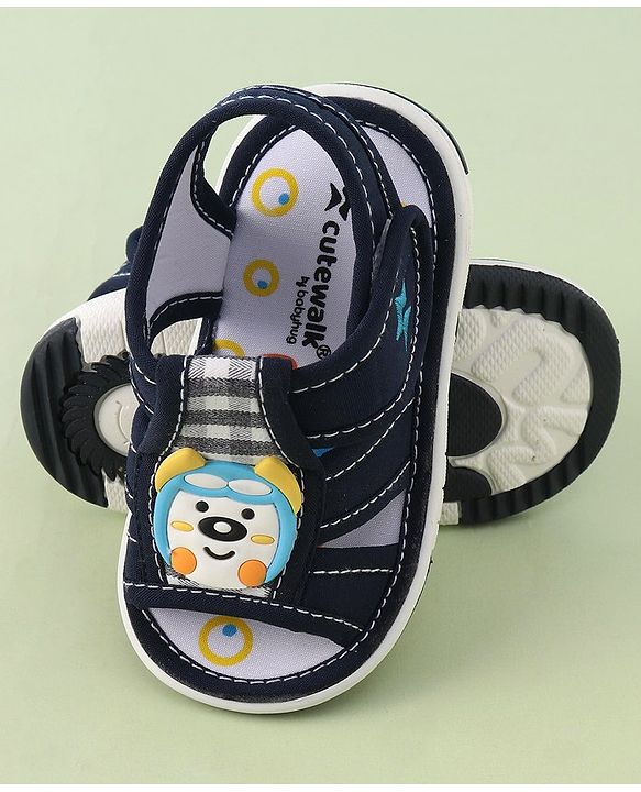 Cute Walk by Babyhug Musical Velcro Closure Sandals Puppy Applique - Blue