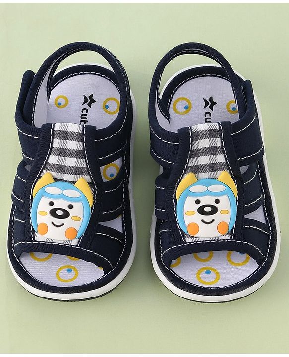 Cute Walk by Babyhug Musical Velcro Closure Sandals Puppy Applique - Blue