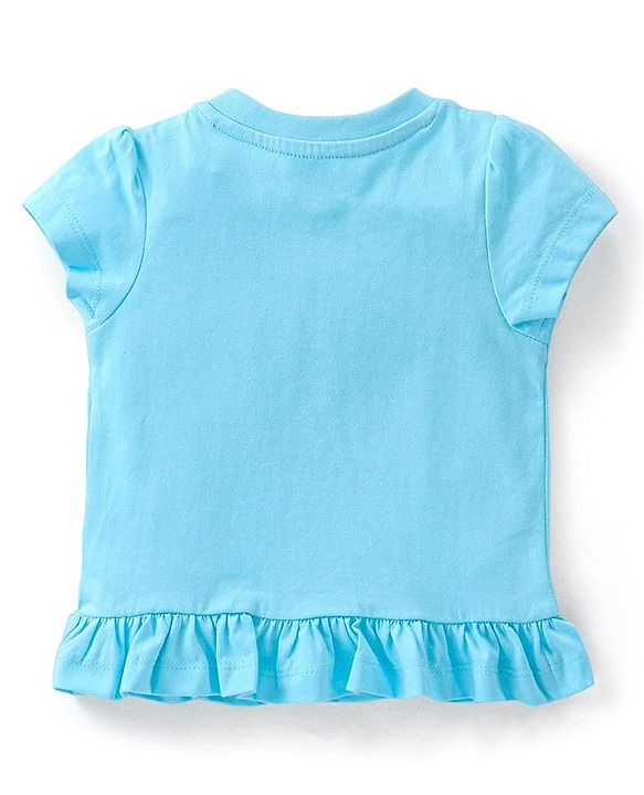 Babyhug Cotton Knit Half Sleeves Swan Printed Night Suit - Blue & Pink