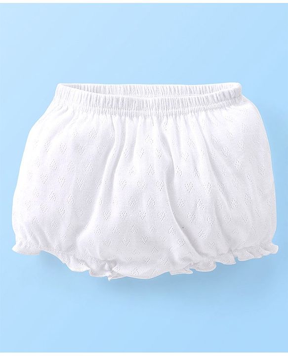 Babyhug 100% Cotton Knit Premium Pointelle Fabric Bloomers Pack Of 3 - White