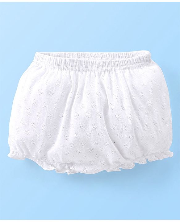Babyhug 100% Cotton Knit Premium Pointelle Fabric Bloomers Pack Of 3 - White