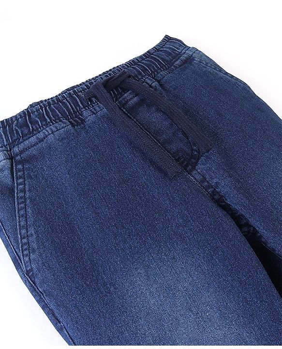 Pine Kids Washed Denim Full Length Solid Jeans -Dark Blue