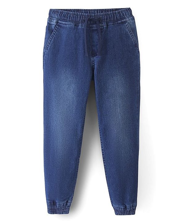 Pine Kids Washed Denim Full Length Solid Jeans -Dark Blue