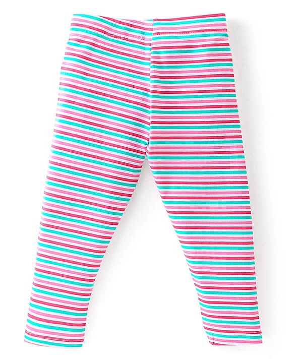 Babyhug Cotton Lycra Knit Full Length Leggings Floral Printed Pack of 3 - Blue