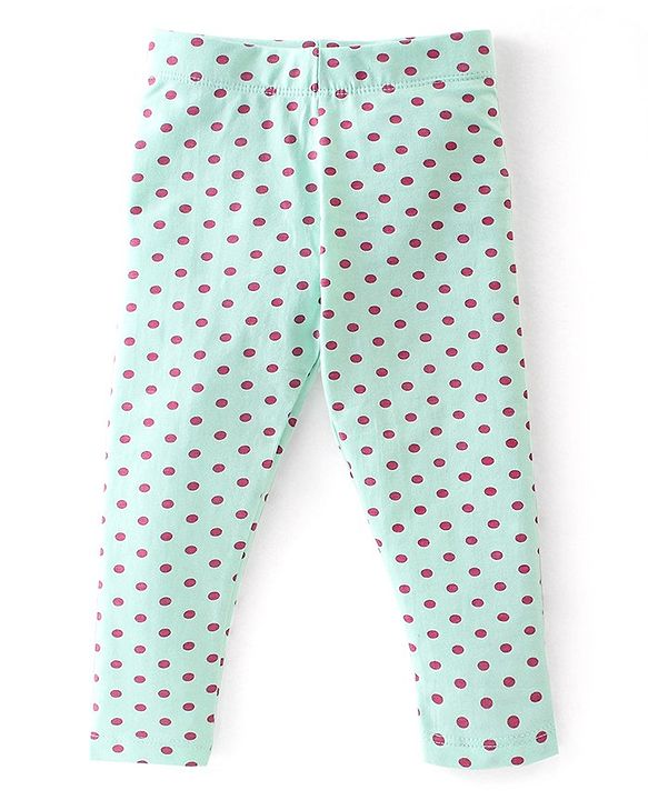 Babyhug Cotton Lycra Knit Full Length Leggings Floral Printed Pack of 3 - Blue