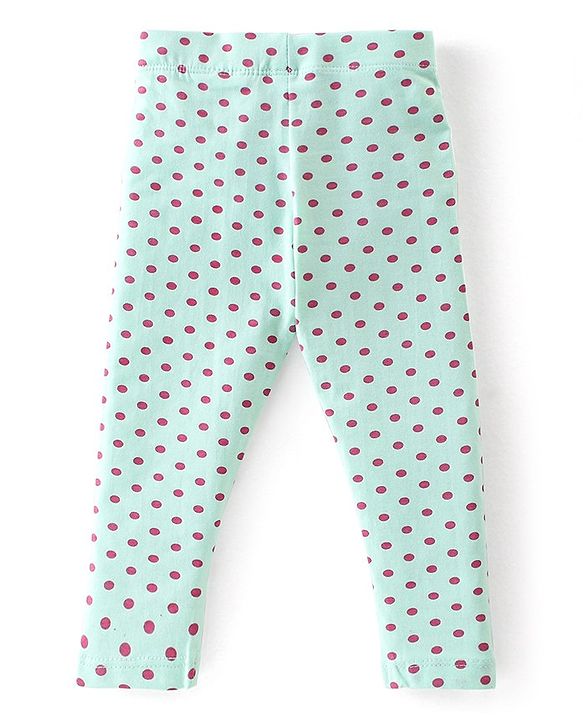 Babyhug Cotton Lycra Knit Full Length Leggings Floral Printed Pack of 3 - Blue