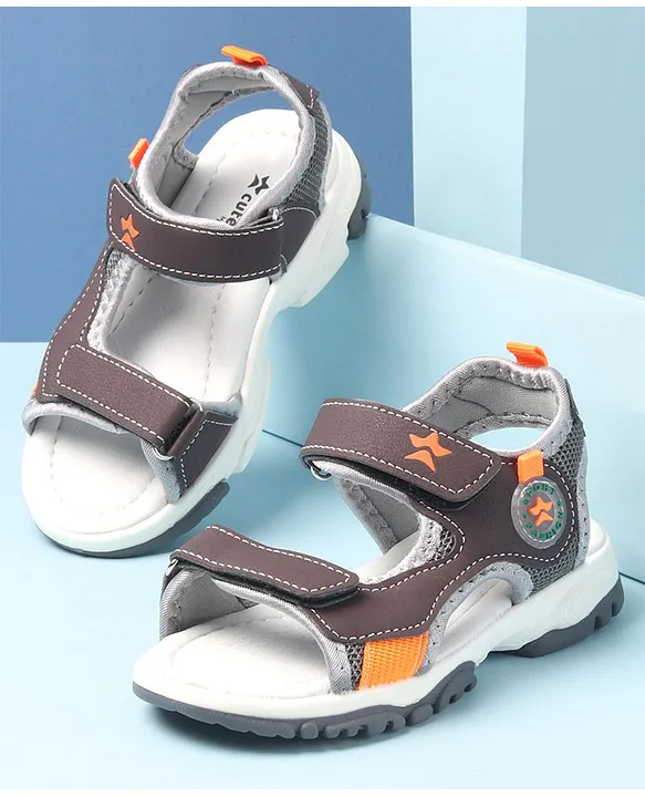 Buy Cute Walk by Babyhug Double Velcro Closure Sandals Coffee