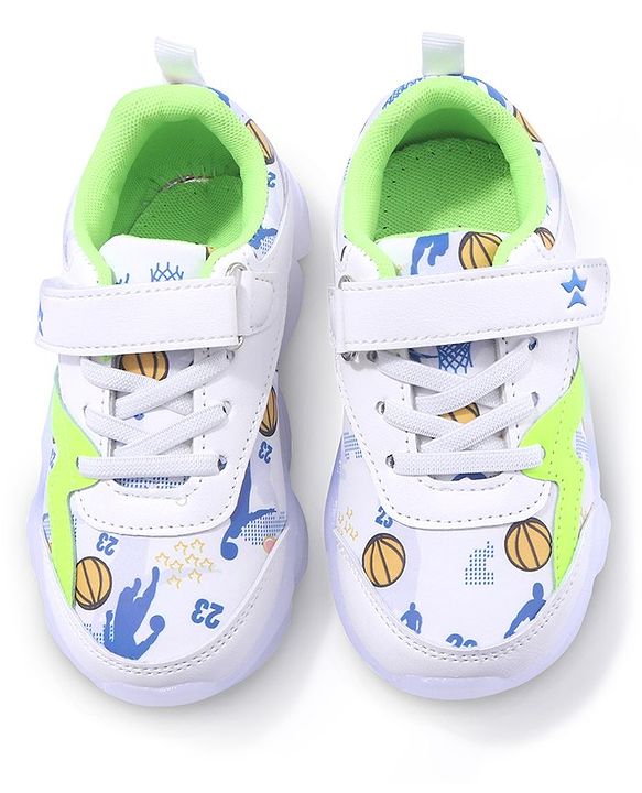 Cute Walk by Babyhug Velcro Closure Sneakers - White & Green