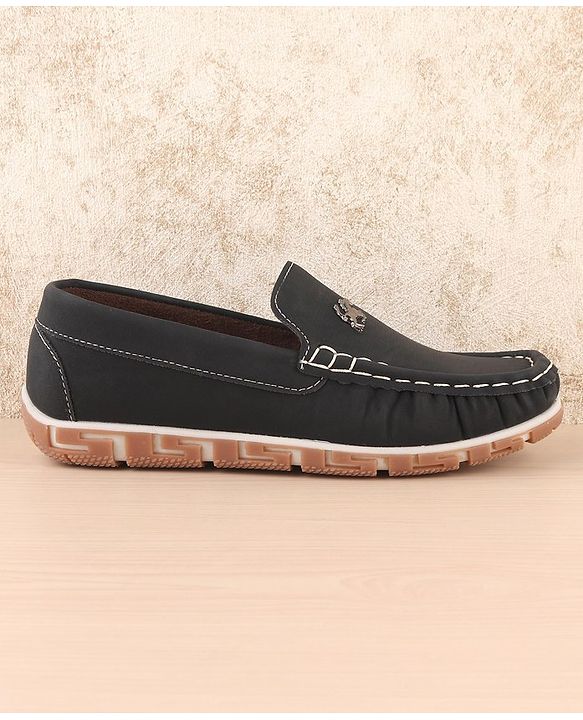 Pine Kids Slip on Casual Shoes with Horse Applique - Black