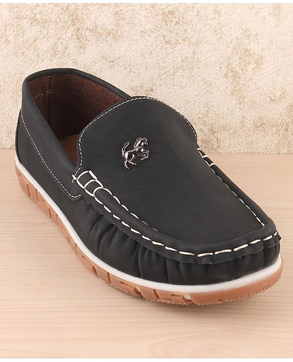 Pine Kids Slip on Casual Shoes with Horse Applique - Black